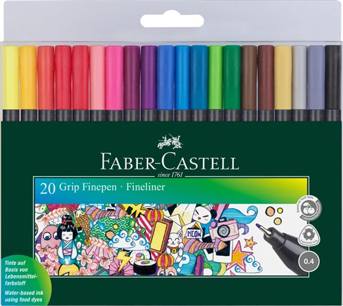 Faber Castell Finepen Tusser 0,4, 20 farver